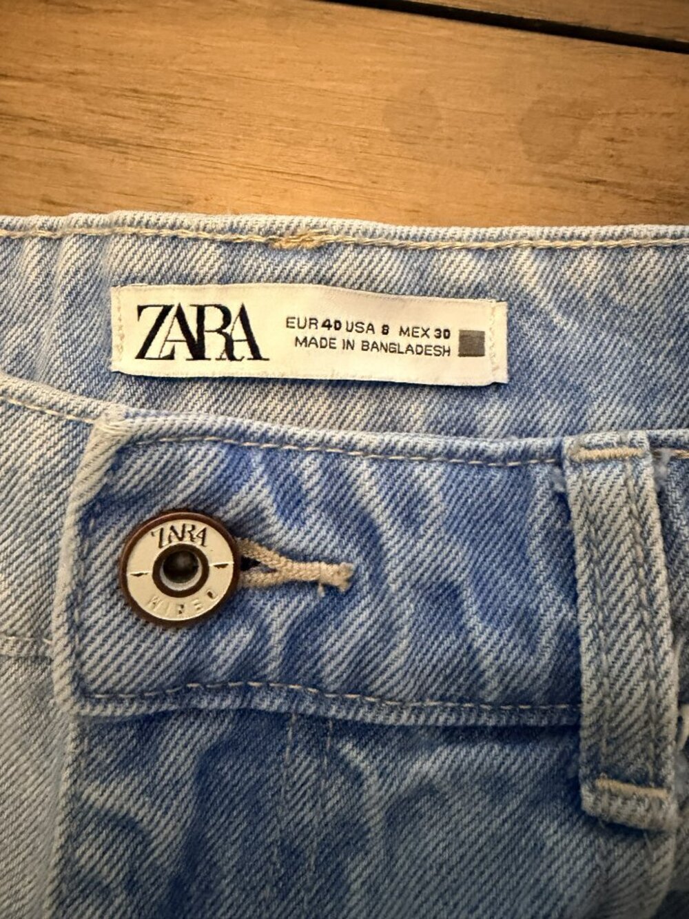 Zara Light Wash Distressed Jorts Denim Shorts High Rise Mom Fit | Size 8 - Picture 6 of 12